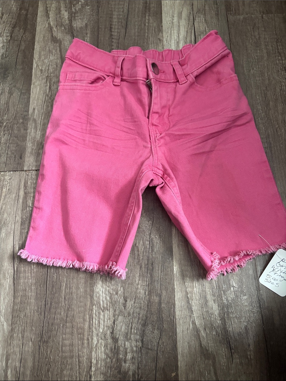 Justice Hot Pink Frayed Hem Bermuda Shorts. 217